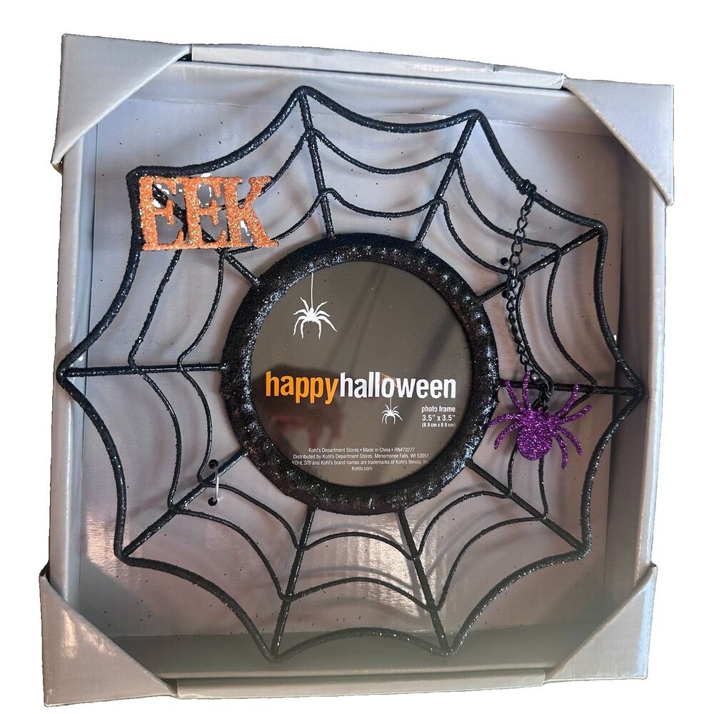 Kohl’s Happy Halloween Spider Web Photo Frame EEK Purple Spider New in Box